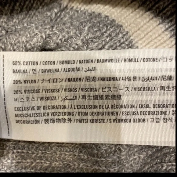 Abercrombie & Fitch Grey & White Varsity Coastal grandma cardigan - Picture 7 of 8